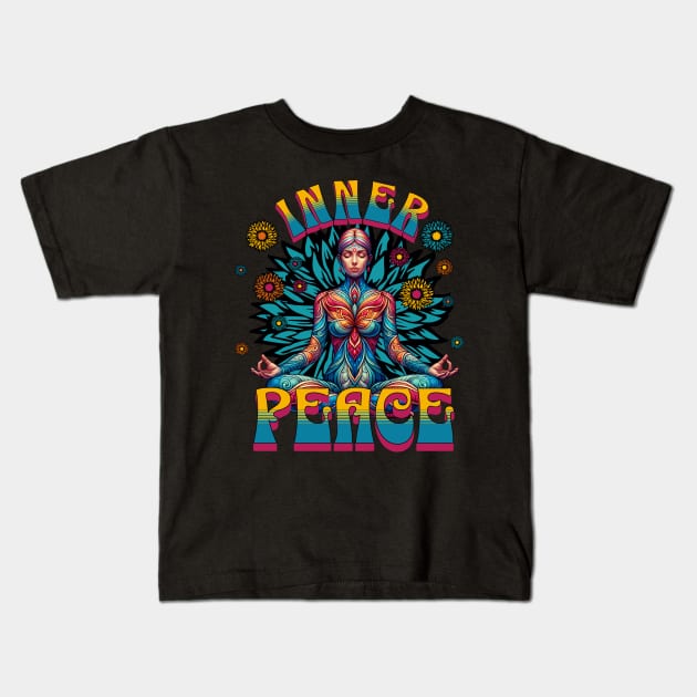 Inner Peace Meditation - Mandala Yoga Kids T-Shirt by TayaDesign